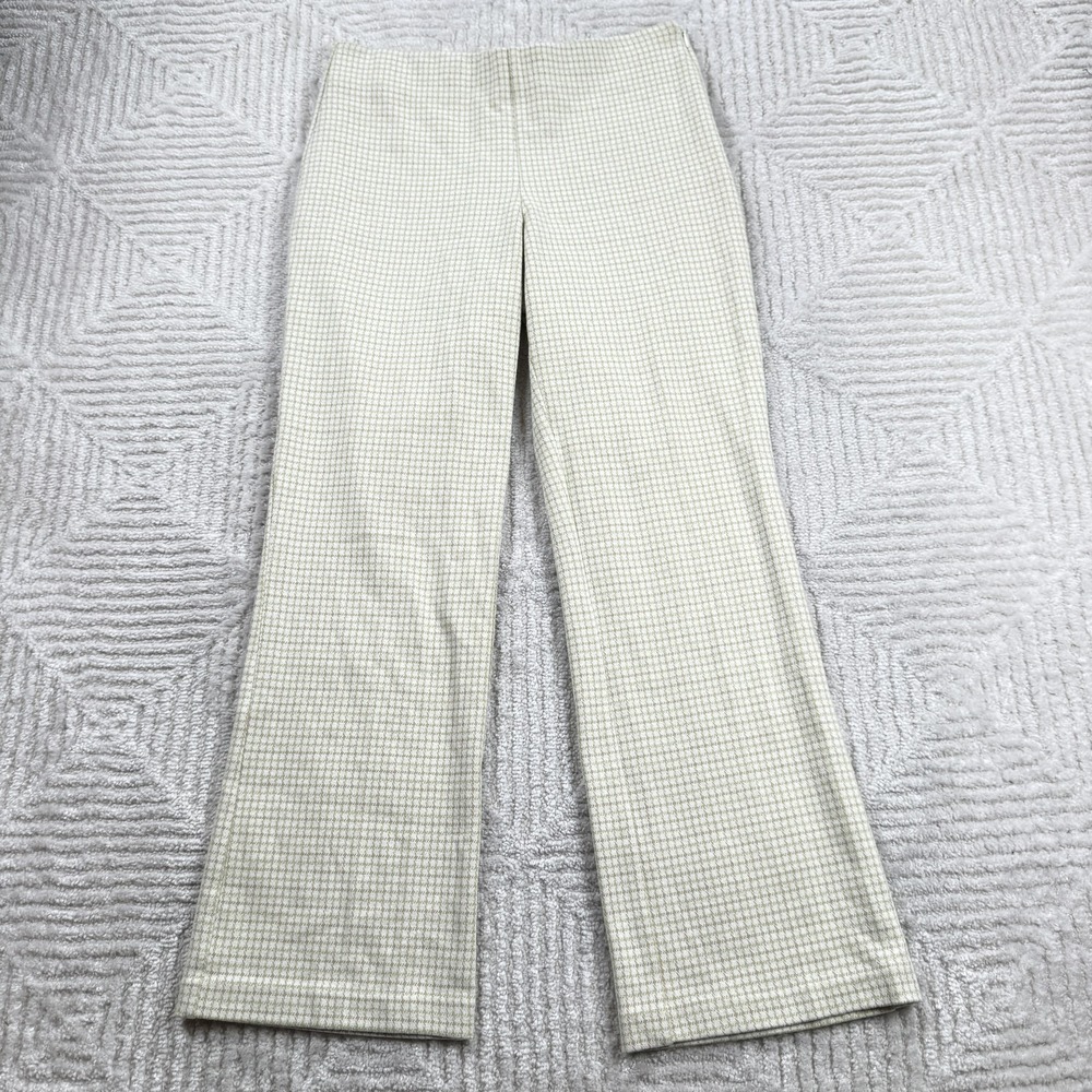 Ecru Pants Womens S Check Knit Stretch Quiet Luxury Old Money Spring Resort - Picture 1 of 14